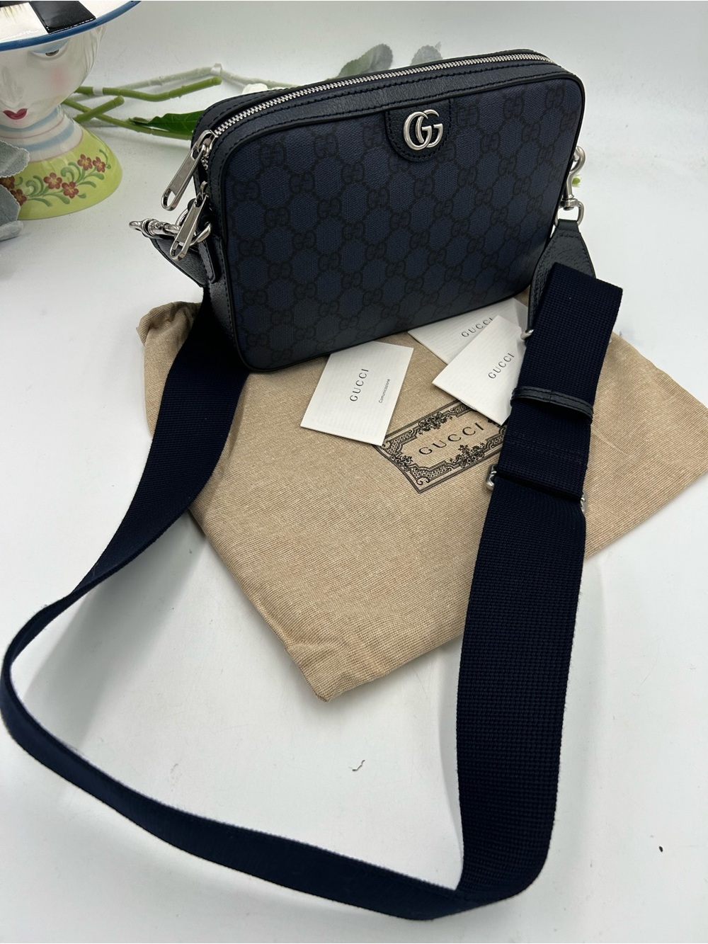 Unisex Gucci, blue/black Ophedia  GG print Crossbody bag made in Italy - Picture 16 of 16
